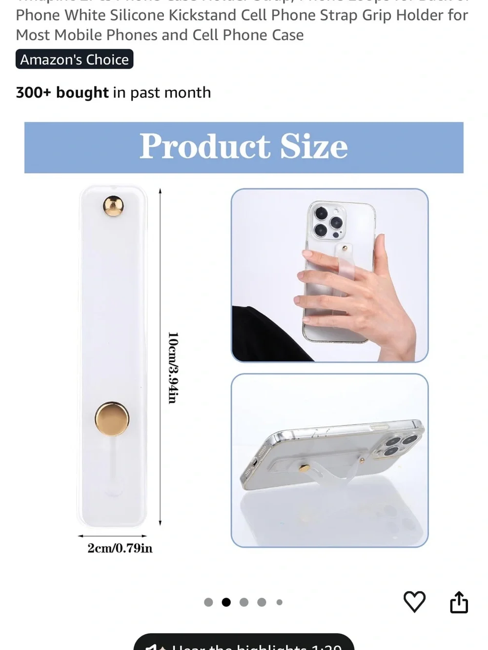 White Silicone Phone Kickstand Strap Grip Holder for Most Mobile Phones